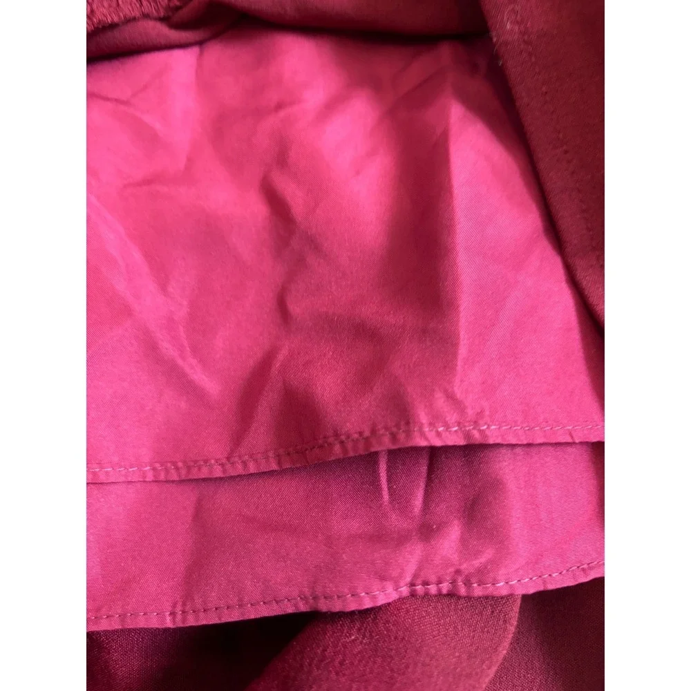 J.Crew Mercantile Ruffle Hem Mini Skirt 00 Burgundy Wine Classic Preppy J6153